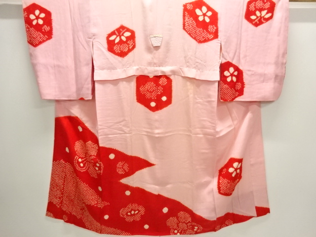 JAPANESE KIMONO / ANTIQUE JUBAN / SILK / SHIBORI / FLOWER